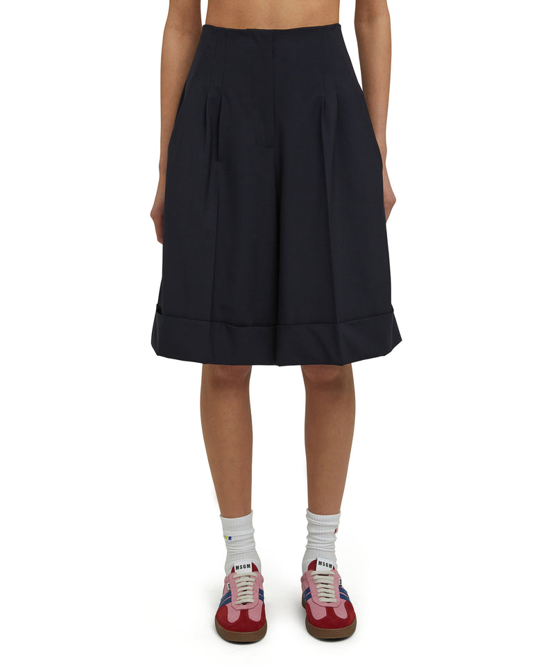 Virgin wool culotte pants "Wool Suiting" WHITE/BLUE Women 