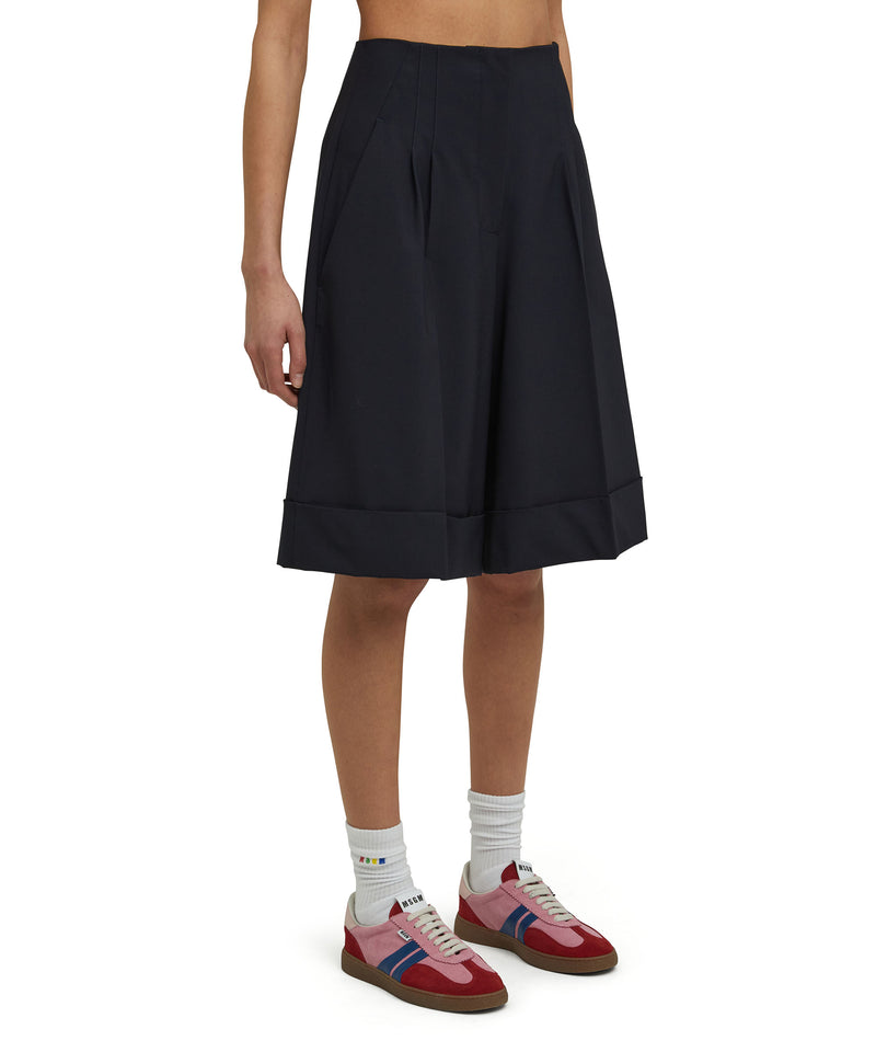 Virgin wool culotte pants "Wool Suiting" WHITE/BLUE Women 