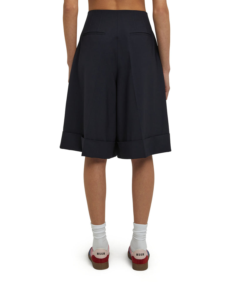 Virgin wool culotte pants "Wool Suiting" WHITE/BLUE Women 