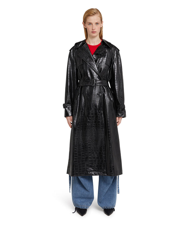 "Croco Faux Leather" fabric trench coat