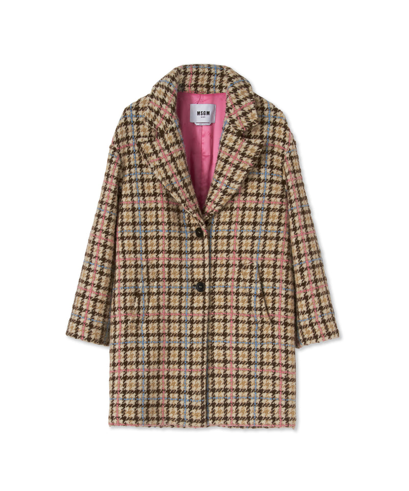 Blended wool coat with "Houndstooth Check" motif BEIGE Women 
