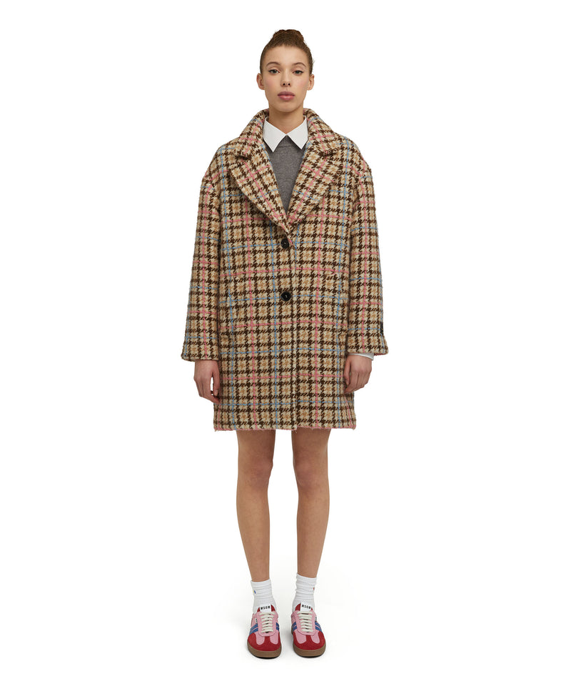 Blended wool coat with "Houndstooth Check" motif BEIGE Women 