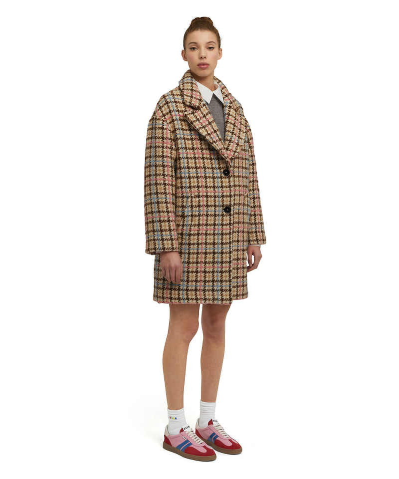 Blended wool coat with "Houndstooth Check" motif BEIGE Women 