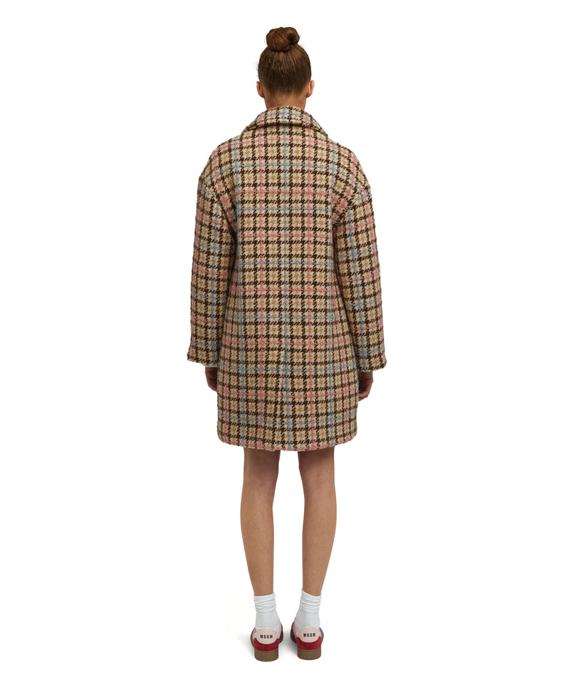 Blended wool coat with "Houndstooth Check" motif BEIGE Women 