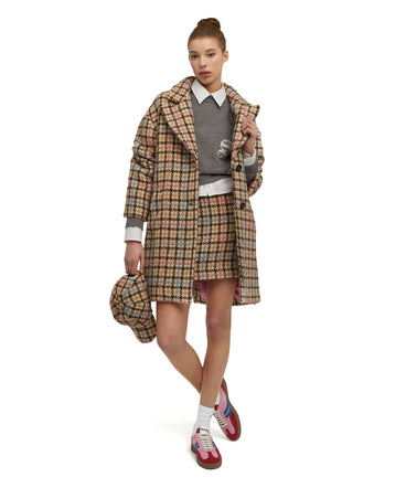 Blended wool coat with "Houndstooth Check" motif