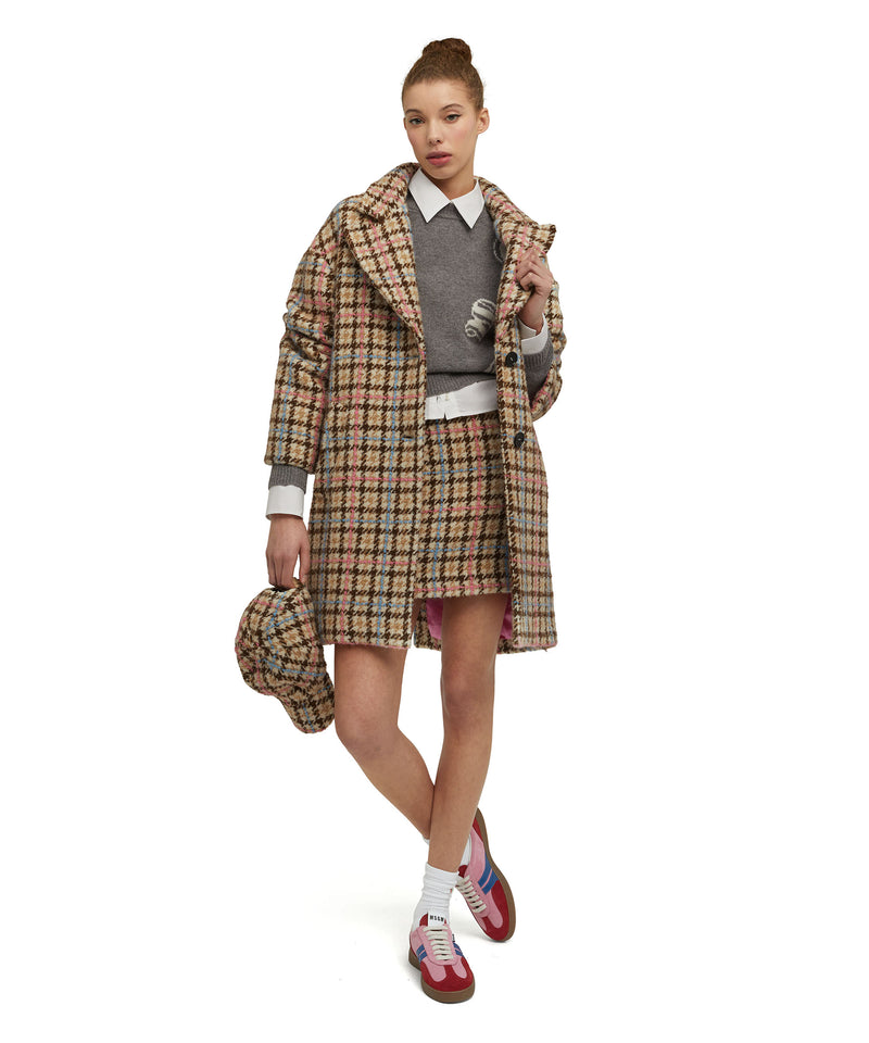 Blended wool coat with "Houndstooth Check" motif BEIGE Women 