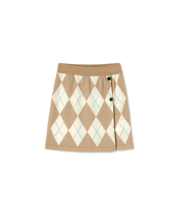 Virgin wool mini skirt with "Argyle" motif