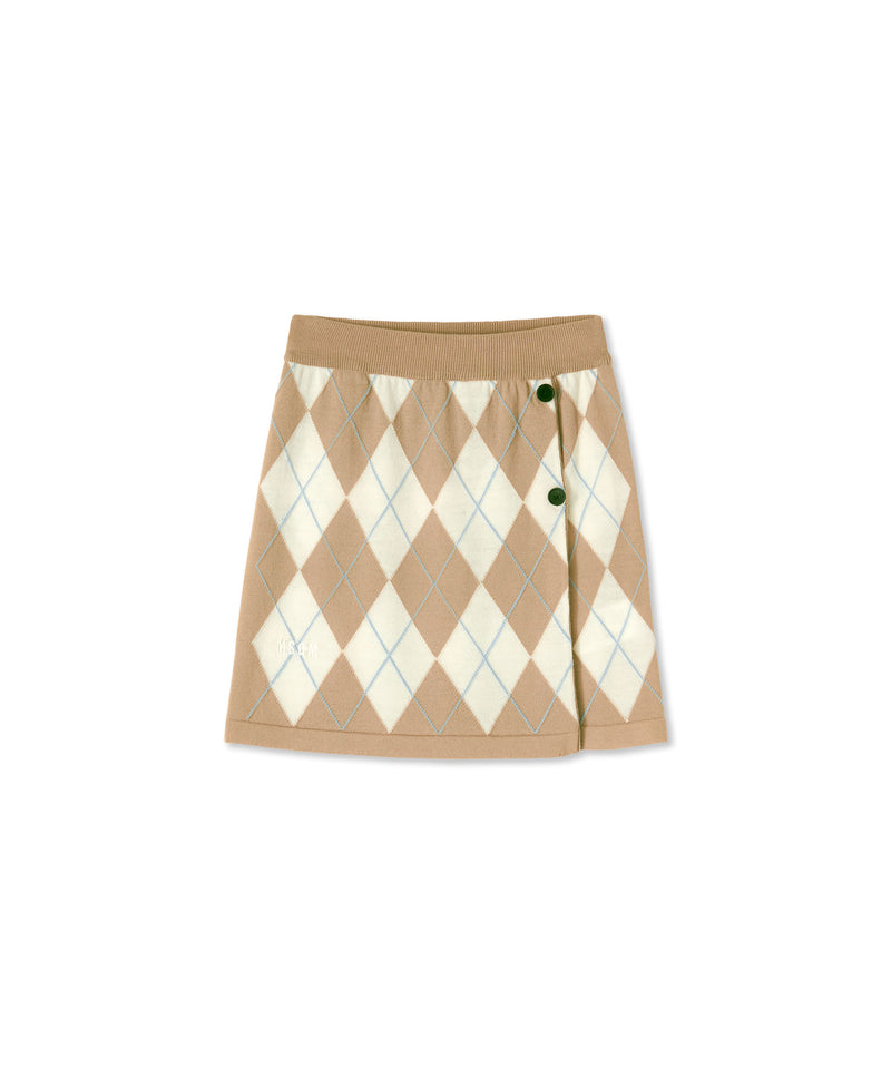 Virgin wool mini skirt with "Argyle" motif BEIGE Women 