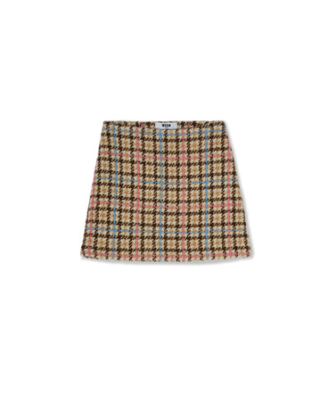 Blended wool mini skirt with "Micro Check Wool" motif