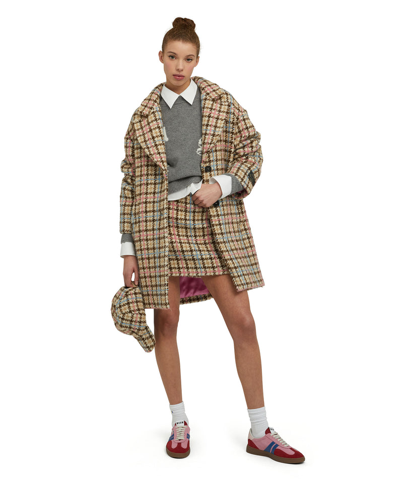 Blended wool mini skirt with "Micro Check Wool" motif BEIGE Women 