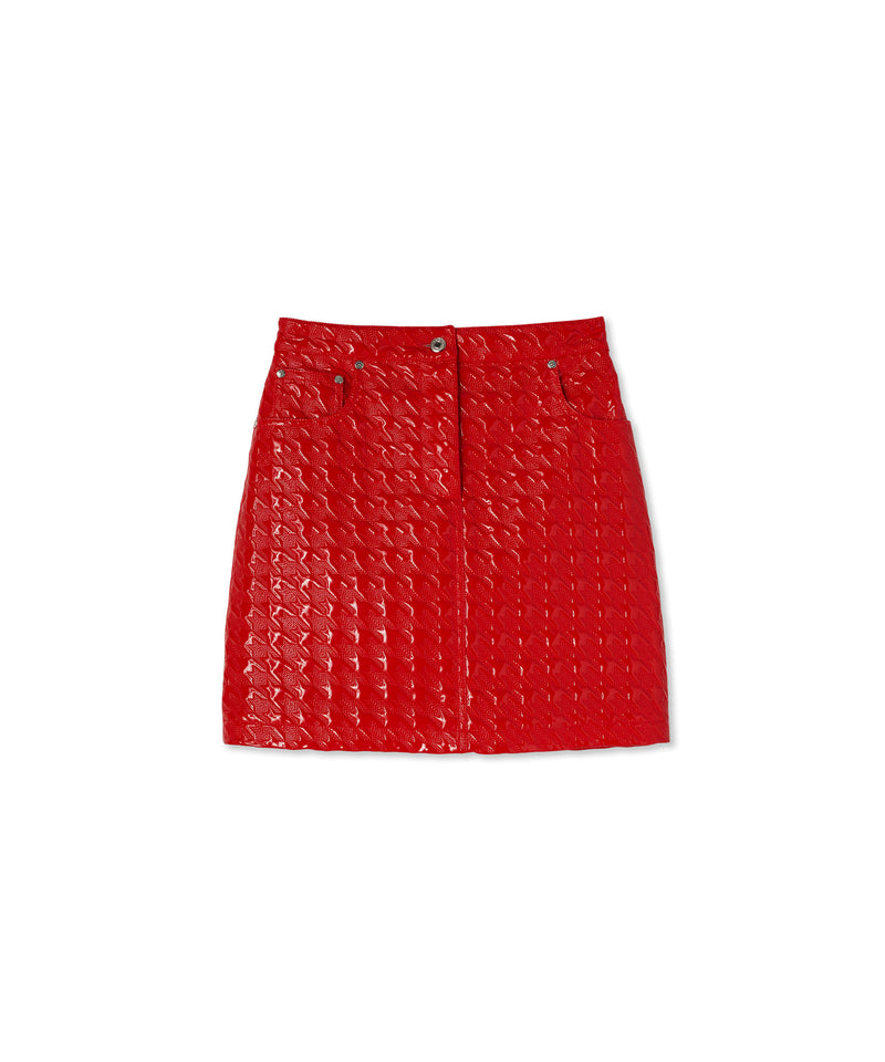 Mini skirt with "Embossed Pied de Poule Vinyl" print RED Women 