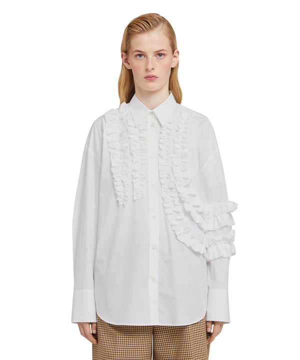 Poplin cotton shirt with ruffles