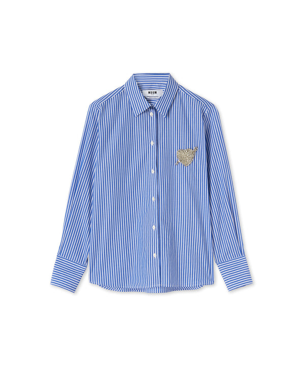 Poplin cotton shirt with patch
