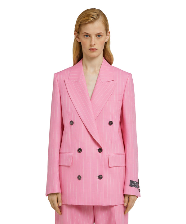 Double-breasted wool jacket with "Pinstripe Wool" motif