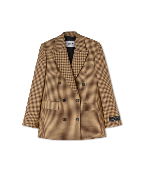 Double-breasted wool jacket with "Houndstooth Check" motif