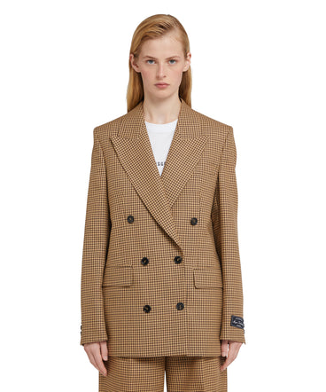 Double-breasted wool jacket with "Houndstooth Check" motif