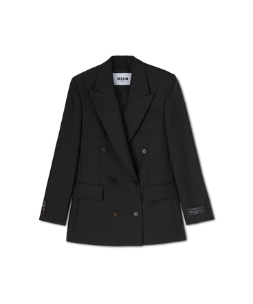 Double-breasted jacket with "Diagonal Techno Wool" motif
