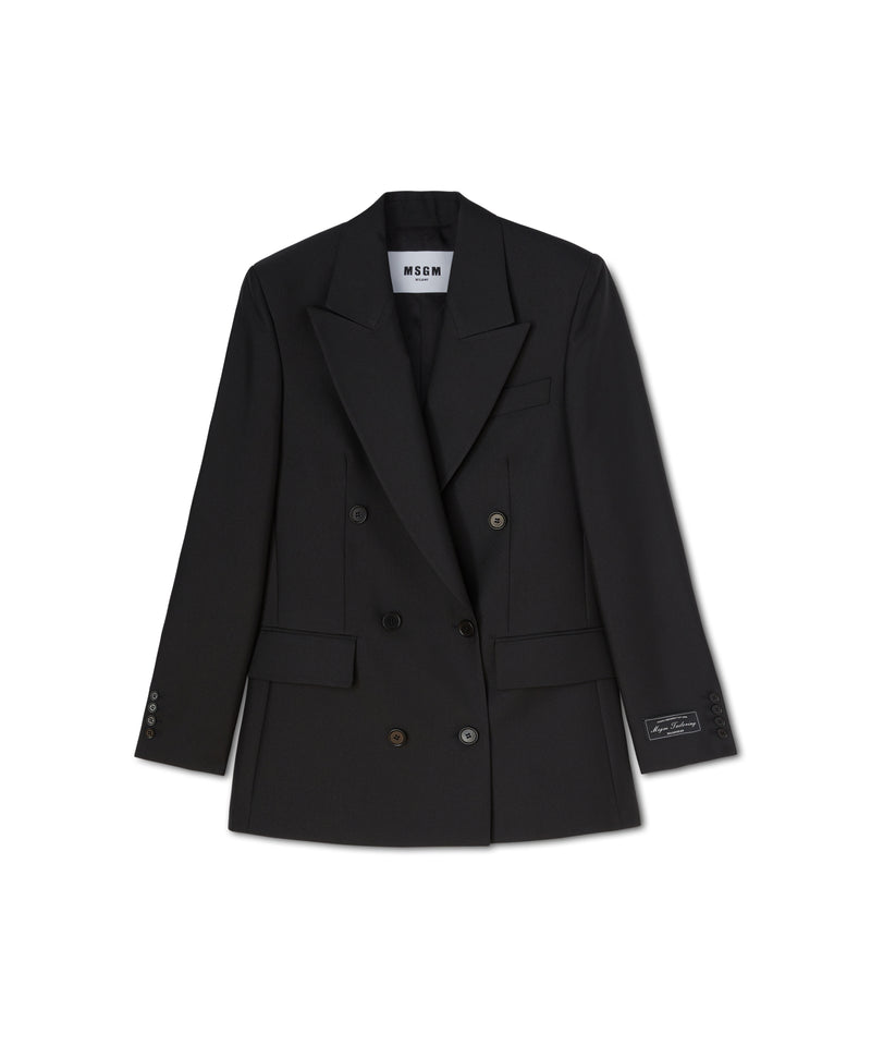Double-breasted jacket with "Diagonal Techno Wool" motif BLACK Women 