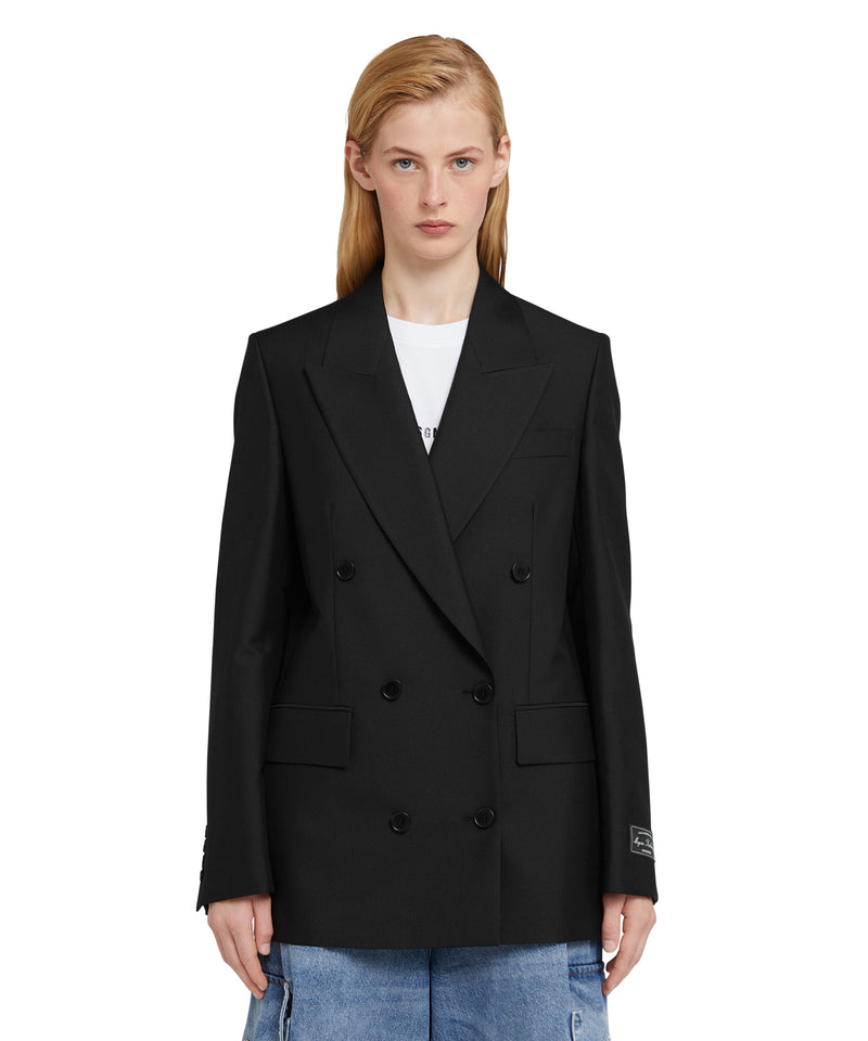 Double-breasted jacket with "Diagonal Techno Wool" motif BLACK Women 