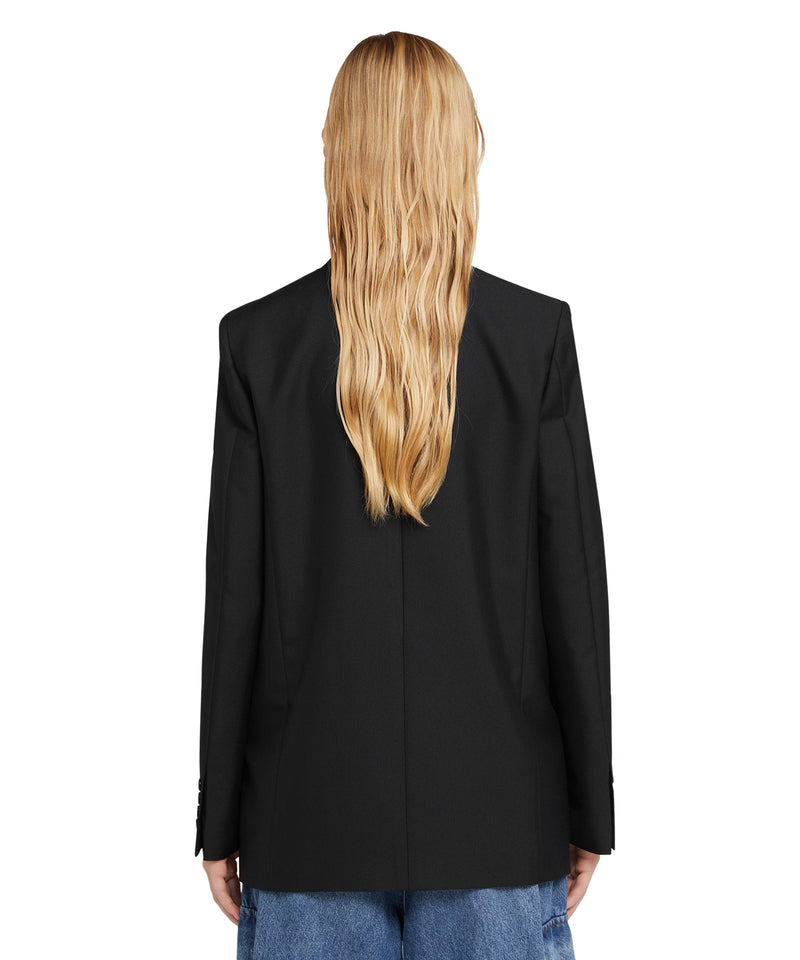 Double-breasted jacket with "Diagonal Techno Wool" motif BLACK Women 