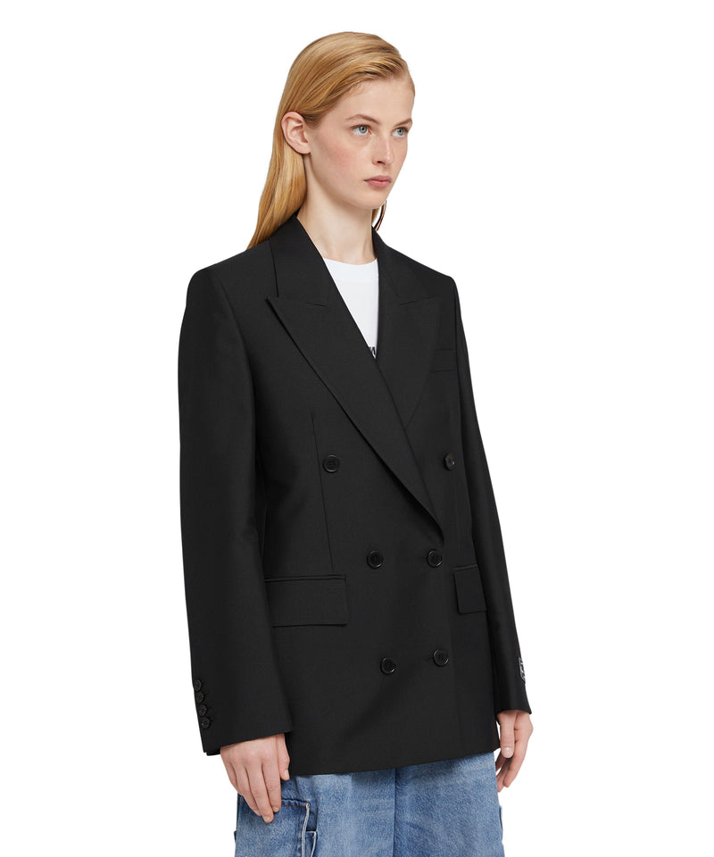 Double-breasted jacket with "Diagonal Techno Wool" motif BLACK Women 
