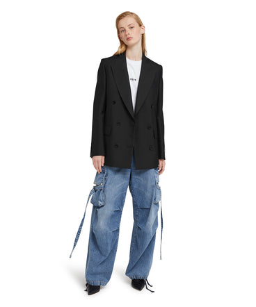 Double-breasted jacket with "Diagonal Techno Wool" motif