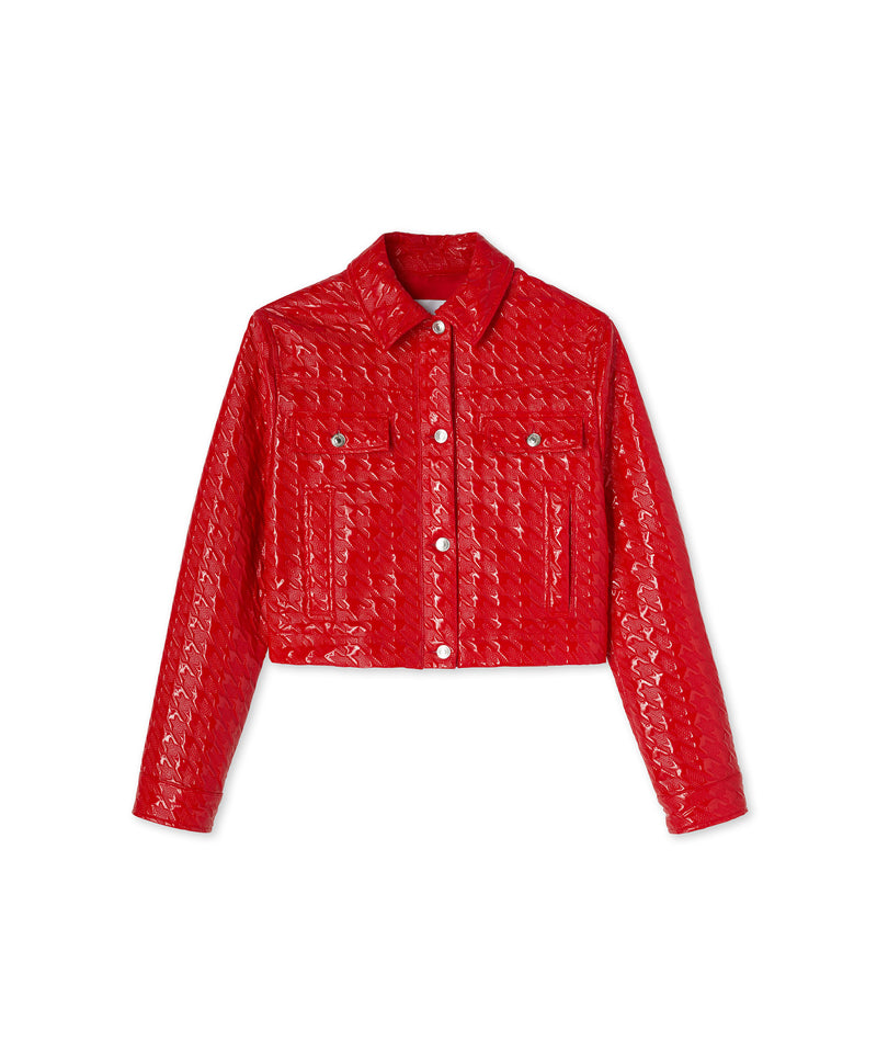 Jacket with "Embossed Houndstooth Check Vinyl" RED Women 