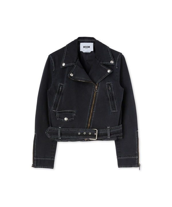 "Black Denim with Stitches" Biker jacket