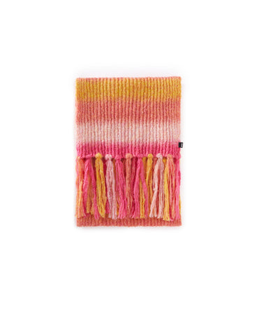 Wool blend knitted fringed scarf