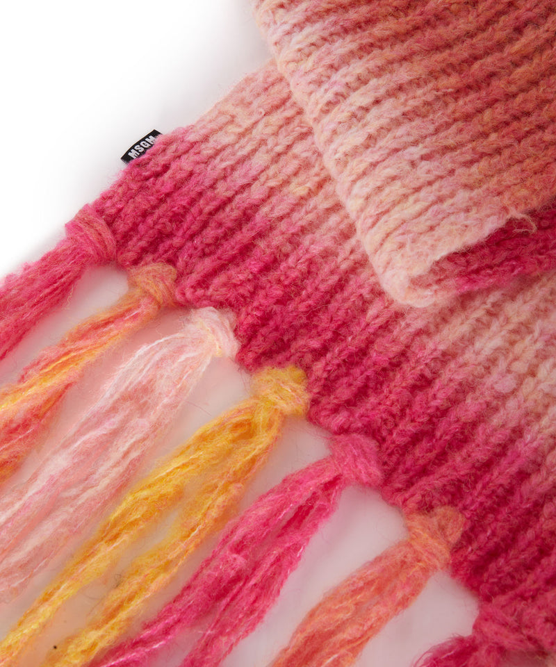 Wool blend knitted fringed scarf ORANGE Men 