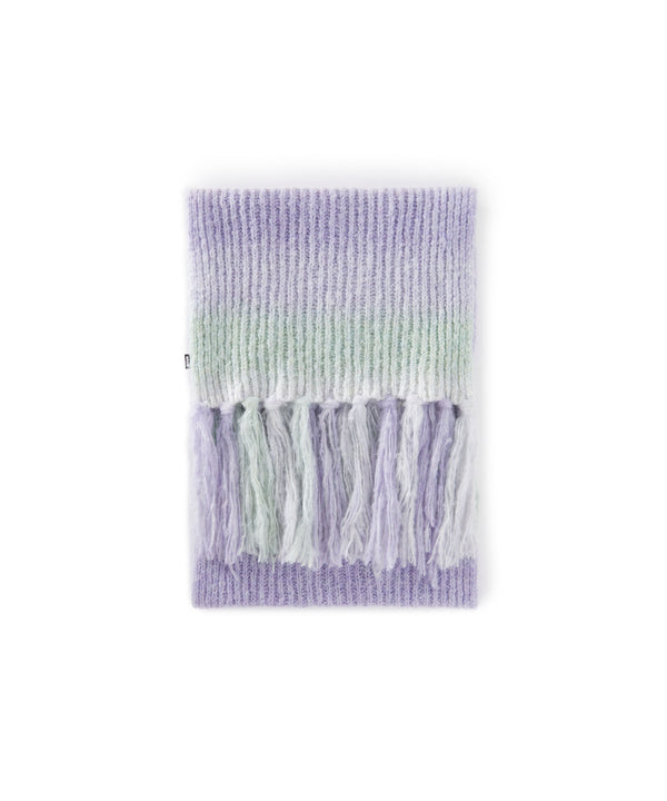 Wool blend knitted fringed scarf