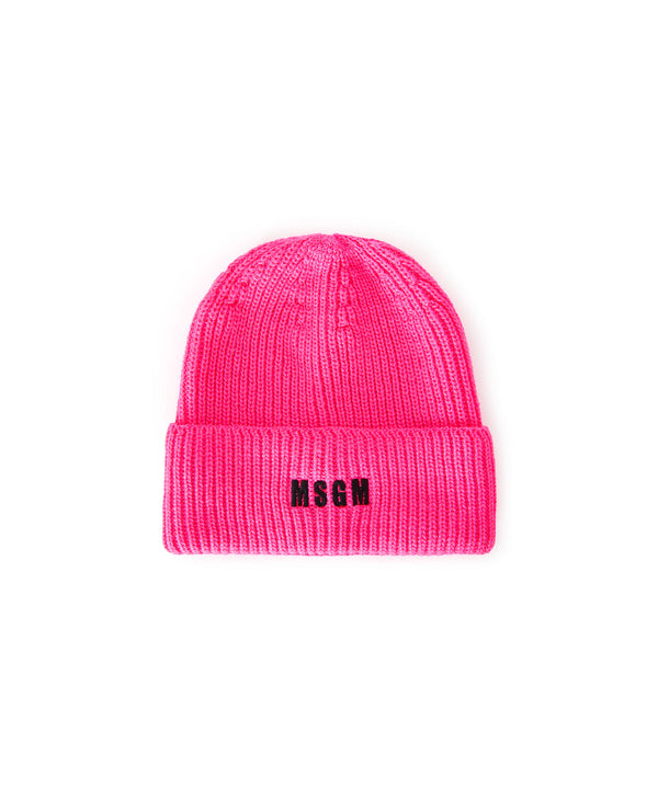 Blended wool beanie hat with embroidered mini logo