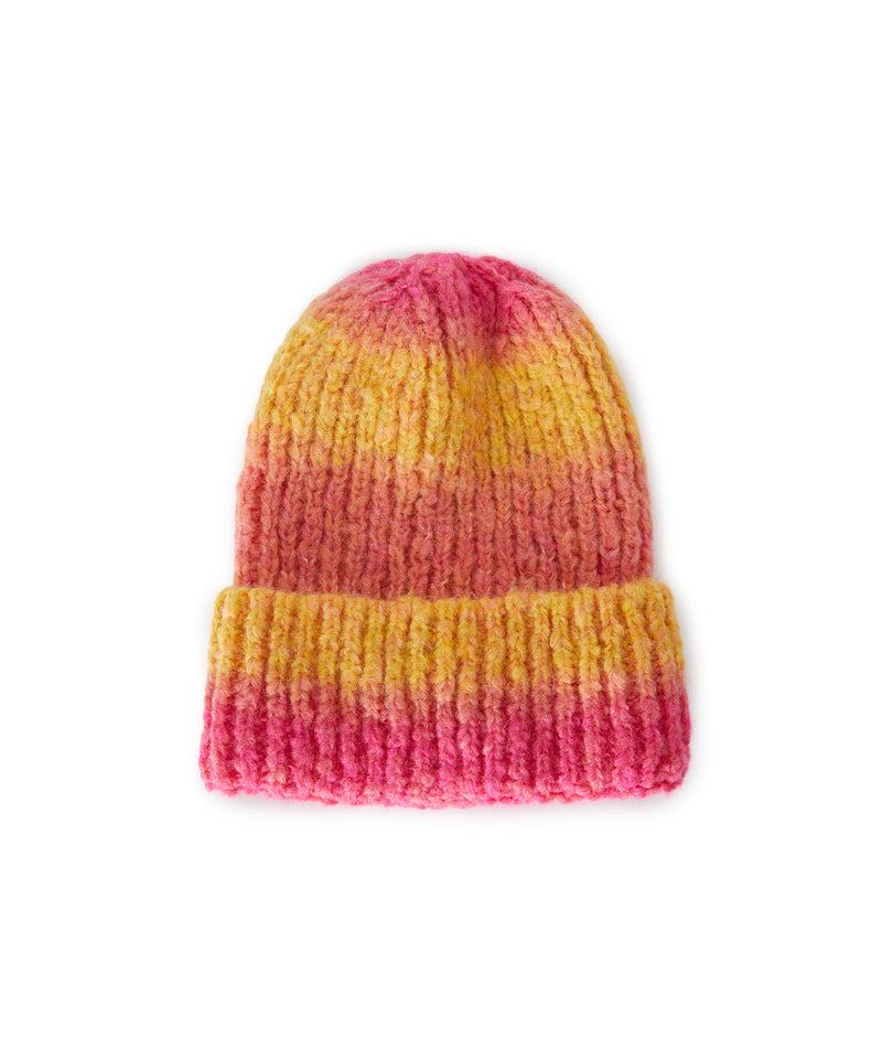 Blended wool knitted beanie hat ORANGE Women 