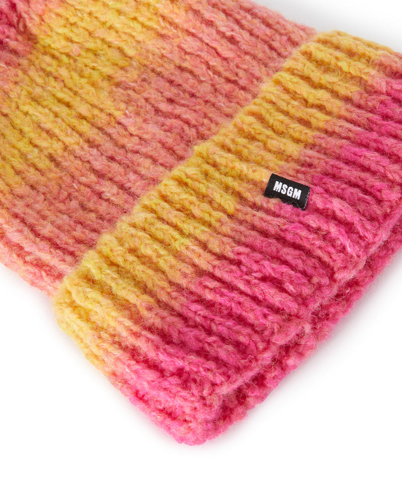 Blended wool knitted beanie hat ORANGE Women 