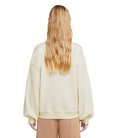 Solid color cotton turtleneck sweatshirt with mini MSGM logo