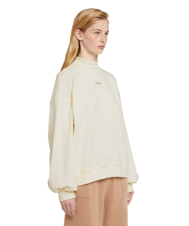 Solid color cotton turtleneck sweatshirt with mini MSGM logo WHITE Women 