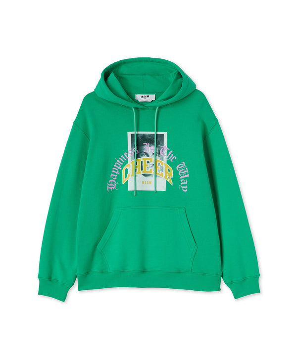 Cotton hooded sweatshirt with «Yearbook Print» print