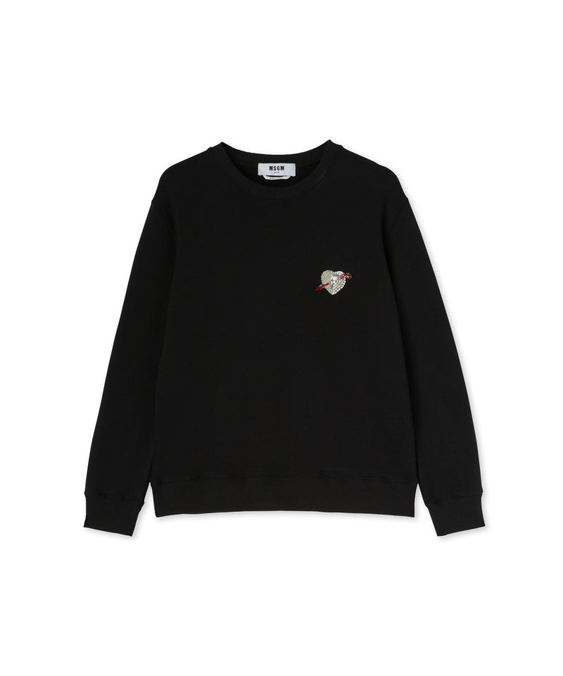 Crewneck sweatshirt with "Msgm Heart Embroidery Patch" print BLACK Women 