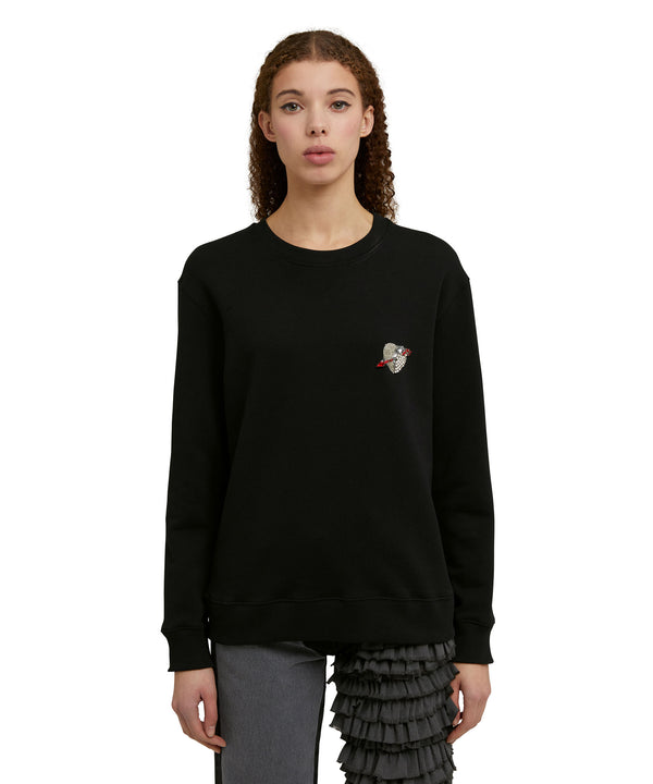 Crewneck sweatshirt with "Msgm Heart Embroidery Patch" print