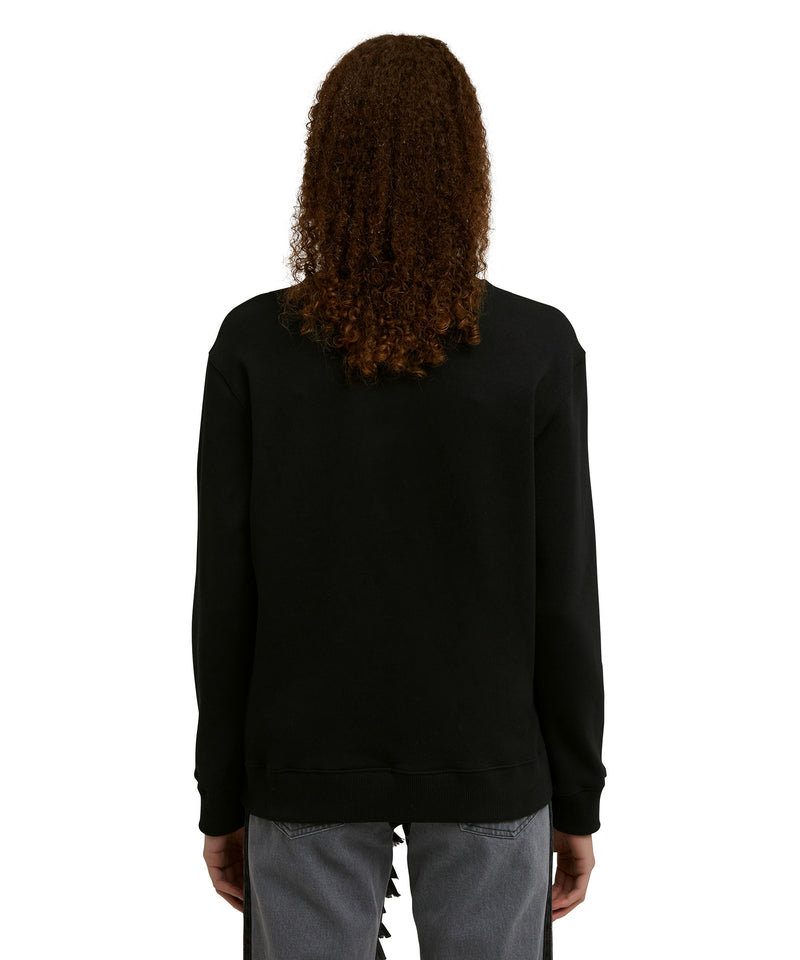Crewneck sweatshirt with "Msgm Heart Embroidery Patch" print BLACK Women 