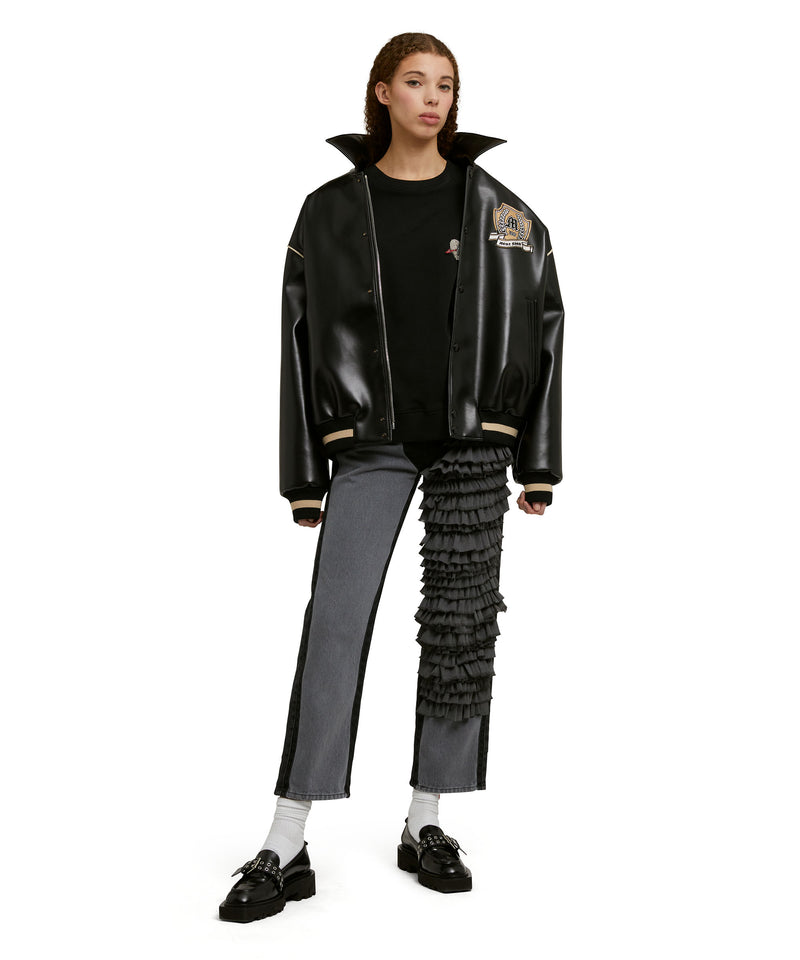 Crewneck sweatshirt with "Msgm Heart Embroidery Patch" print BLACK Women 