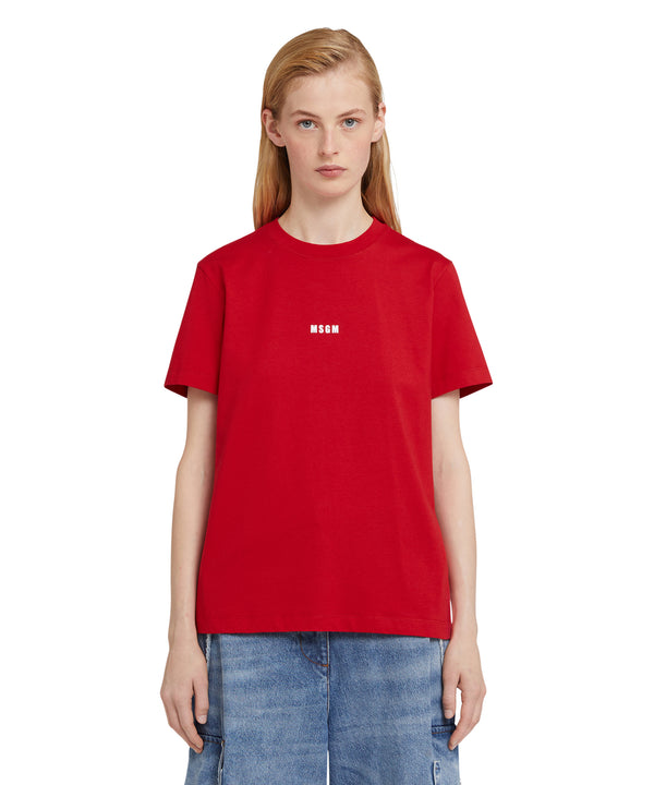 Cotton crewneck t-shirt with mini MSGM logo