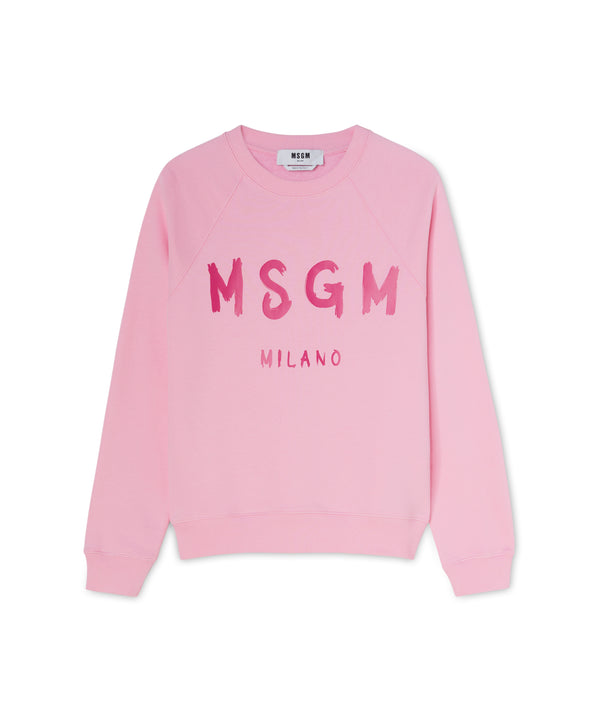 Cotton crewneck t-shirt with mini MSGM logo