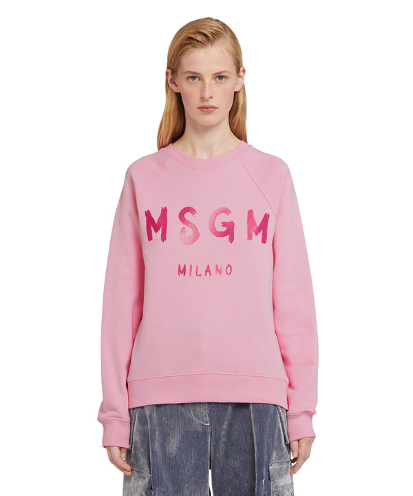 Cotton crewneck t-shirt with mini MSGM logo