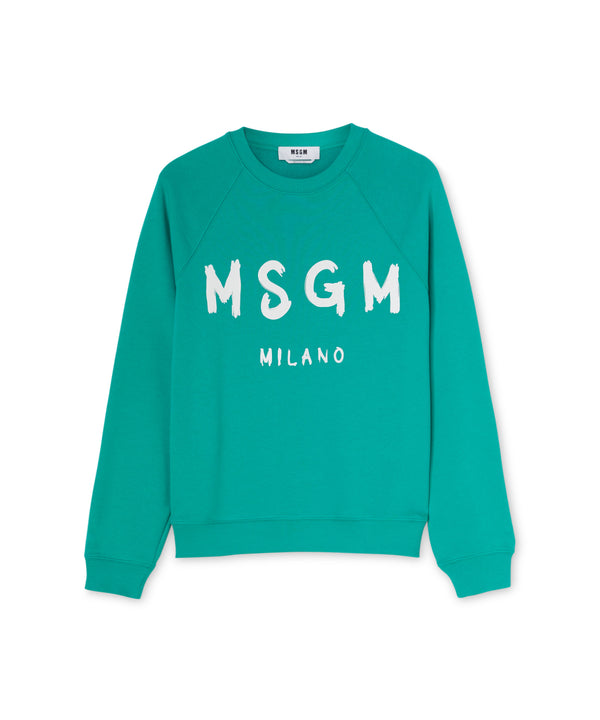 Cotton crewneck t-shirt with mini MSGM logo