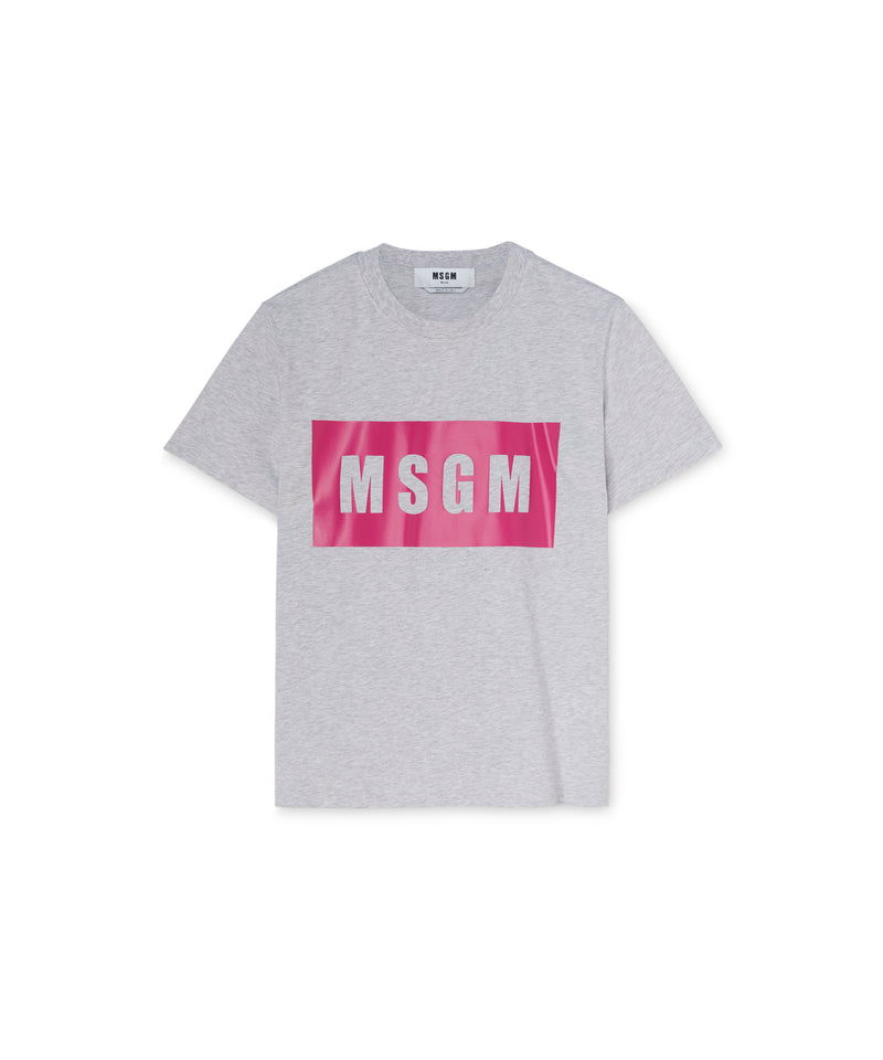 Crew neck T-shirt with MSGM box logo GREY Women 