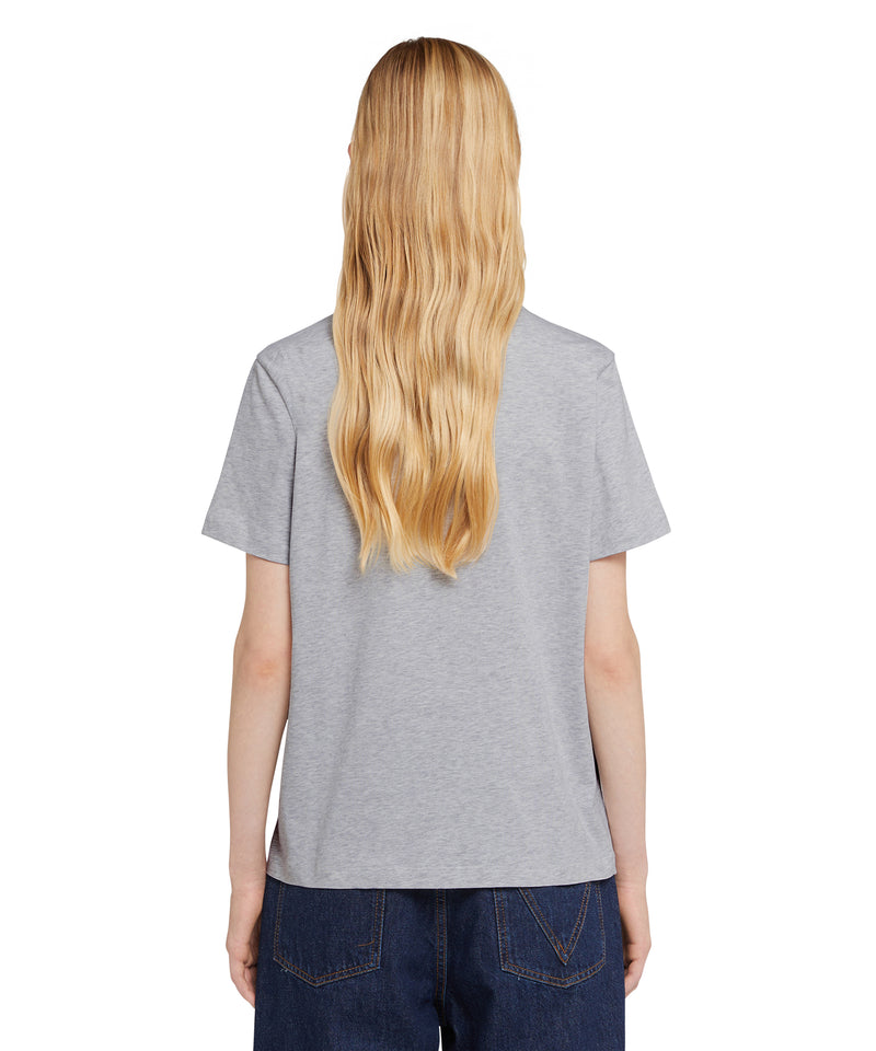 Crew neck T-shirt with MSGM box logo GREY Women 