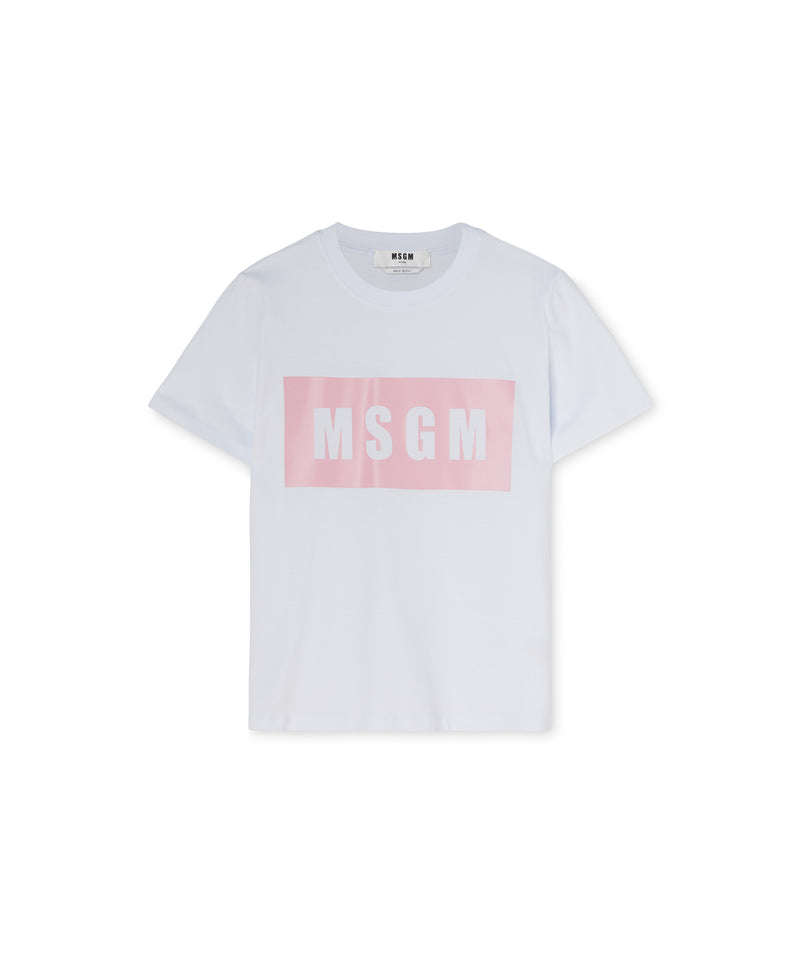 Crew neck T-shirt with MSGM box logo WHITE Women 