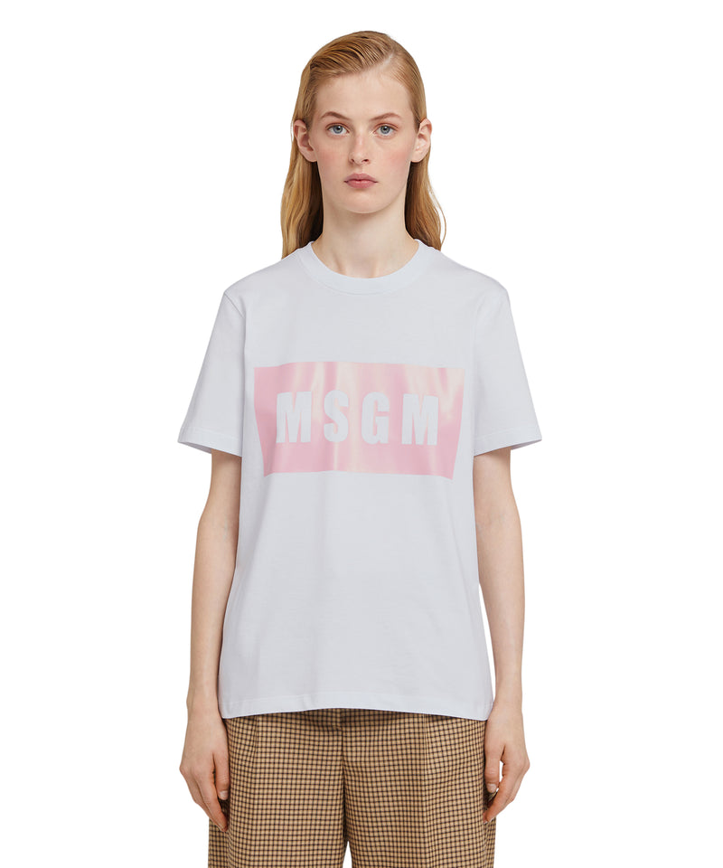 Crew neck T-shirt with MSGM box logo WHITE Women 
