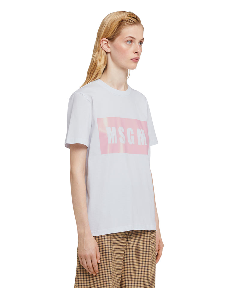 Crew neck T-shirt with MSGM box logo WHITE Women 